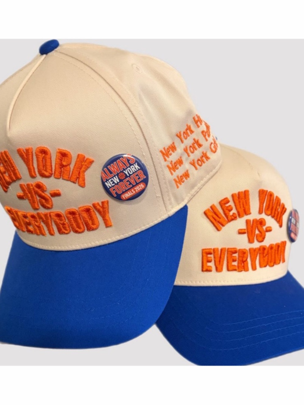 New York vs Everybody Two-Tone Embroidered Baseball Cap - Beige & Blue